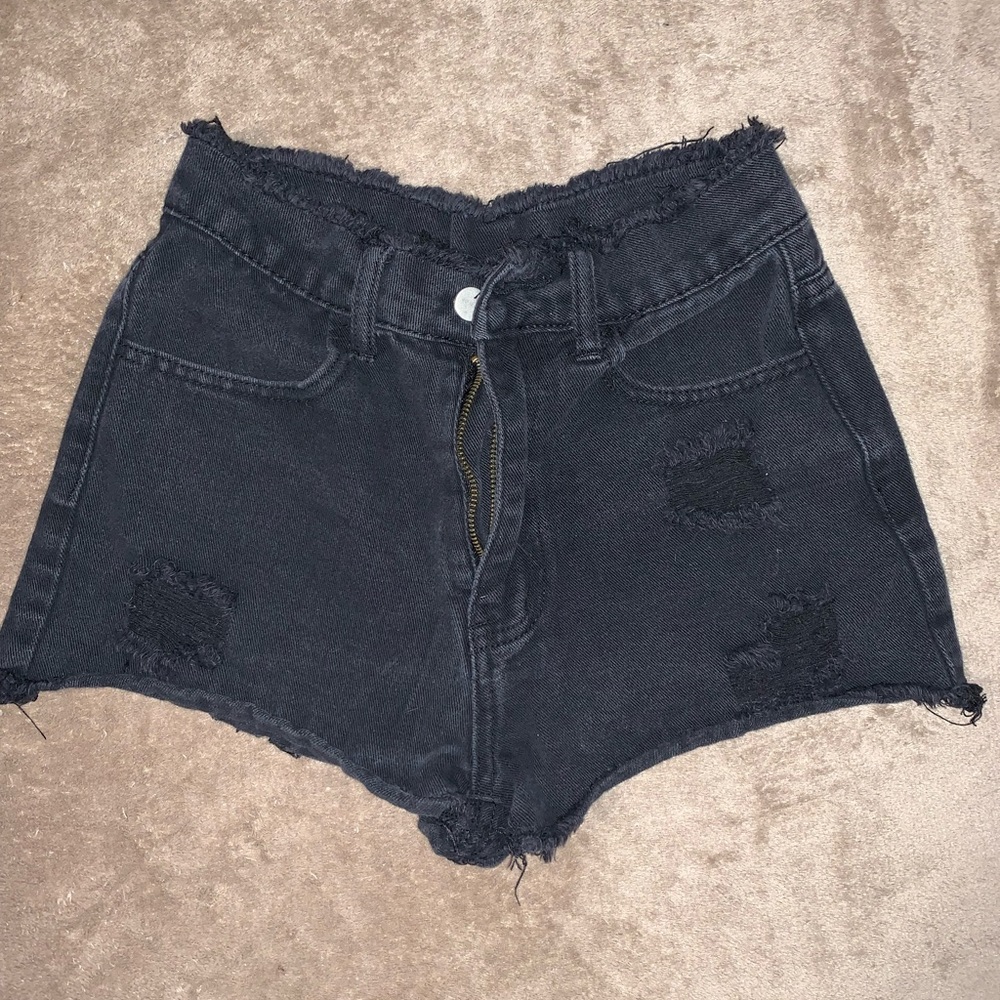 Shein Black denim cheeky shorts